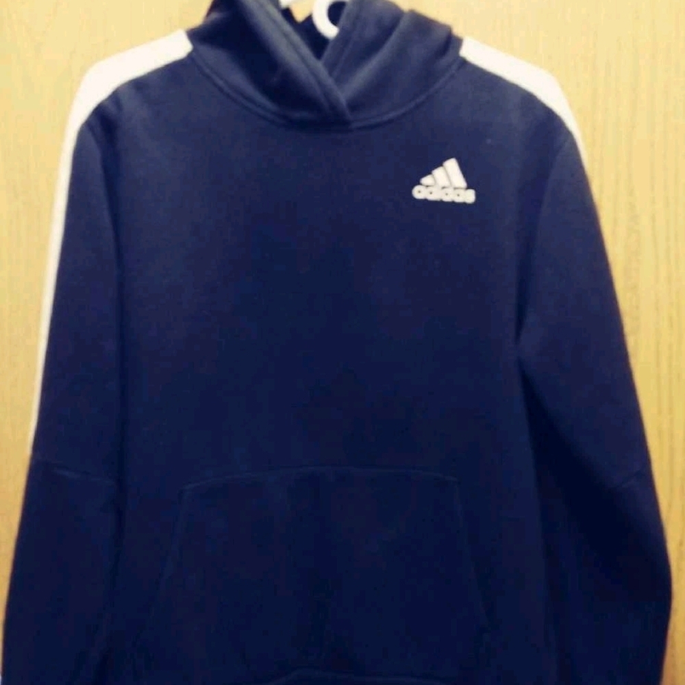 Adidas Hoodie black with white stripes youth size XL